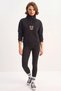 Women's Stand Collar Half Zipper Fleece Lined Crop Black Sweatshirt - 3