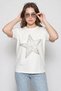 Women's Stone Embroidered Star Detailed Cotton Oversize T-Shirt White - 4