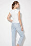 Women's Degaje Collar Lycra White Blouse with Side Gathered Detail - 6