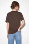 Women's Dog Embroidered Stone Embroidered Relaxed Fit Cotton T-Shirt Bitter Brown - 5