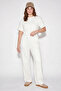 Women's Comfortable Flexible Modal White Top and Bottom Set - 4