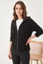 Women's Hair-Trimmed Zippered Knitwear Black Cardigan - 2