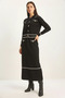 Women's Gold Button Detailed Long Skirt Knitwear Black Top and Bottom Set - 2