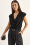 Women's Padded Collar Viscose Black Blouse - 4