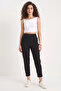 Women's Double Button Pocket Detailed Balloon Black Trousers - 7