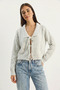Women's Collared Knitwear with Tie Detail in Light Gray Cardigan - 4