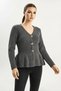Women's Buttoned Waist Pleated Anthracite Cardigan - 4