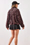 Women's Leopard Patterned Plum Coat - 3