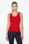 Women's Stone Embellished Crew Neck Thick Strap Ribbed Red Blouse