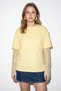 Women's Crew Neck Lace Sleeve Oversize Cotton t Shirt Yellow