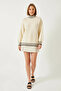 Women's Casual Patterned Knitwear Ecru Black Sweater