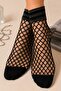 Women's Black Mesh Metallic Double Stripe Ankle Detailed Socks - 4