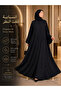 Luxurious Black Abaya with Elegant Floral Embroidery – Loose, Flowy Fit with Sophisticated Details - 3
