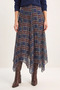 Women's Plaid Patterned Crinkle Effect Lined Midi Chiffon Navy Blue Skirt - 7