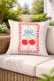 Pink Cherry Bow Framed Decorative Cushion Cover Retro Kitchen Decor 43X43 cm - 6
