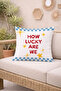 How Lucky Are We Written Decorative Throw Pillow Cover Blue Checkered Summer Decor 43X43 cm - 4