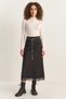 Women's Lace Detailed Satin Maxi Black Skirt