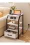 3-Tier Nightstand with Charging Station (2 USB Ports & 2 Outlets), Adjustable Fabric Drawers & Storage Shelves - Multi-Functional End Table for Bedroom, Living Room, Closet, Entryway - White - 6