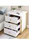 Bedside Cabinet End Table Bedside Table Wooden Nightstand with 3 Drawers and Spacious Countertop for Bedroom Sofa Side Table for Living Room (White) - 2