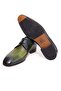 Green Color Lace-Up Genuine Leather Men's Shoes - 3