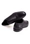 Black Color Lace-Up Genuine Leather Men's Shoes - 2