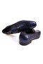 Dark Blue Color Laceless Genuine Leather Leather Sole Men's Shoes - 2