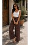 Viscose Basic High Waist Wide Leg Lace-Up Women's Trousers Dasanli - 2