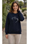 Women's Double Heart Printed Round Neck Long Sleeve Sweatshirt