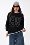 Women's Double-Layer Look Detailed Front Stone Embroidered Two-Thread Sweatshirt 265089 - - 3