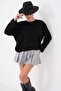 Women's Knitted Loose Sweater with Button Detail on Sleeves 265015 - - 2