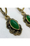 Vintage Bronze Green Stone Dangle Earrings for Women - Special Design Jewelry - 5