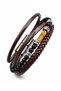 Men's Leather Bracelet, Tiger's Eye and 3mm Black Onyx Natural Stone, Hematite Detail, Real Calfskin Weave, Magnetic Lock Men's Bracelet - 5