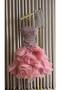 High-End Short Evening Dress Fluffy Design with Embroidered Sleeves - 2
