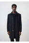 Wool coat with shirt collar