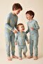 Boys Dinosaur and Safari Animals Print Long Sleeve Bottom Top Pajama Set - 5