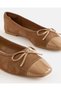 Girls Taupe Bow Trim Ballerinas - 3