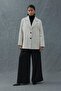 Beige Striped Oversize Jacket - 4