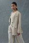 Beige Striped Lined Garnished Suede Jacket - 5