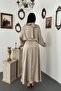 Ecru Jacquard Satin Dress - 4