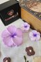 Set of 3 Violet Purple Lilac Japanese Rose Hibiscus Flower Hairpin Buckle Set - Stylish Hawaiian Beach Hair Clip