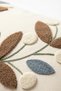 Tomurcuk |   Botanical Branch and Leaf Motif Punch Embroidered Tasseled Cotton Throw Pillow Cover 35X55 cm - 5