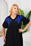 Plus Size Dress with Embroidered Collar Detail - 7