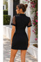 Timeless Elegance Polka Dot Tulle Sleeves Buttoned Black Mini Crepe Dress. - 5