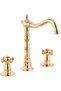 Koç 3 Hole Lavabo Batarya Gold Gold– Retro Classic Design Double Handle Decorative Sink Faucet - 2