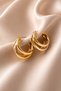 Gold Color Women's Hoop Earrings – Triple Look - 3