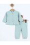 3-6-9-12 Months 100% Cotton Newborn Ribbed Bottom and Top Pajama Set with Snap Fasteners for Baby Girls and Boys - 3