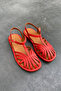Women's Genuine Leather Sandals with Stripe Detail |   Gona