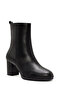 Women's Black Zippered Thick Heeled Leather Boots Wf410011Dv - 8