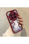 Vivo X300 Pro Compatible Case Camera Protective Case with Cat Design Burgundy Lover Couple Silicone Phone Case - 3