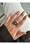 Gold Steel Anti-Tarnish Natural Stone Larvakite Ring